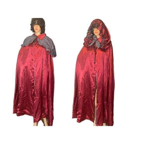 Renaissance fair red satin cape - Picture 5 of 10